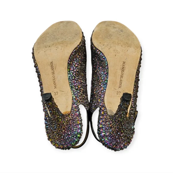 Manolo Blahnik Custom Rainbow Crystal Heels Size 37 - Picture 10 of 15